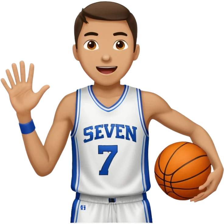 Maverick Trevillian in the crowd at an amateur basketball game. He leans towards the camera and enthusiastically shouts "six seven emoji