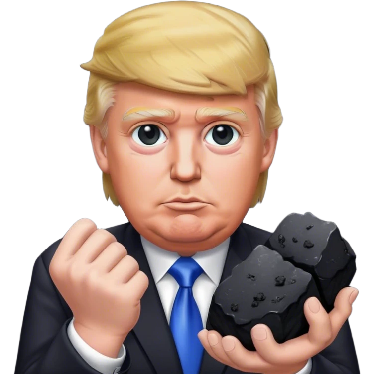 Trump holds coal in his hands emoji