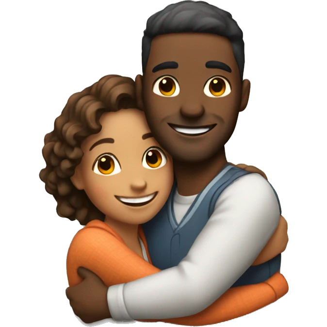 couple hug with warm smiles emoji