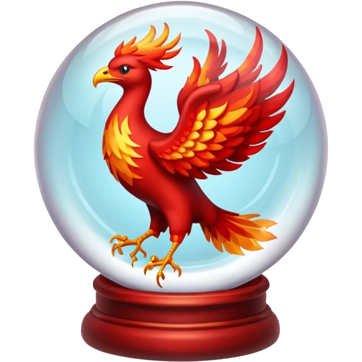 A red fiery phoenix inside a transparent crystal ball with no stand emoji