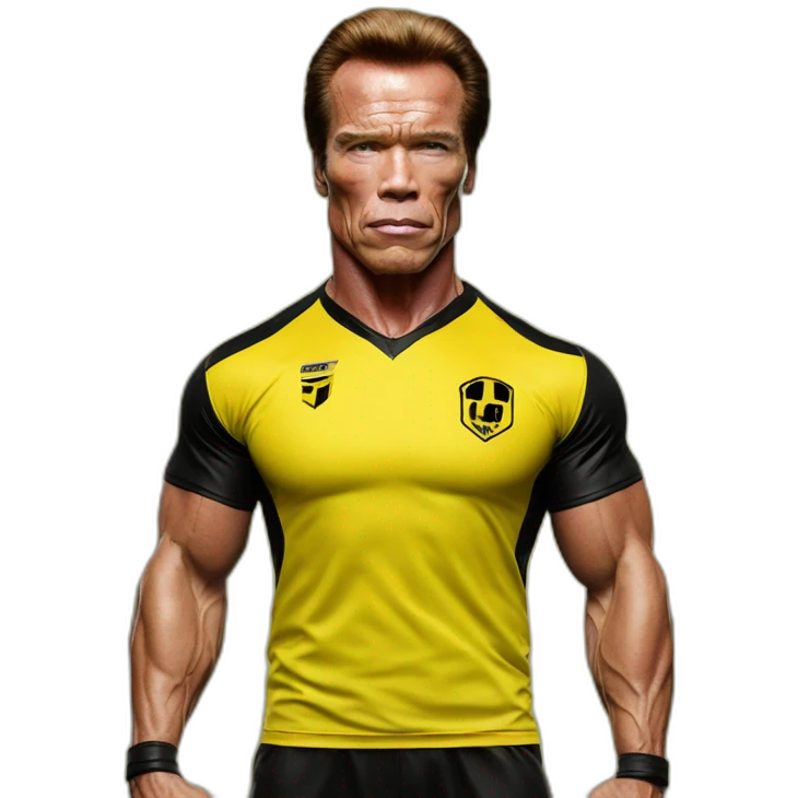 Arnold Schwarzenegger Terminator penarol soccer shirt yellow and black emoji
