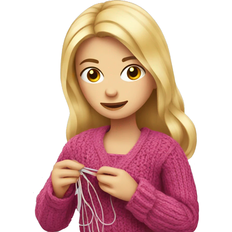 Blonde girl knitting emoji
