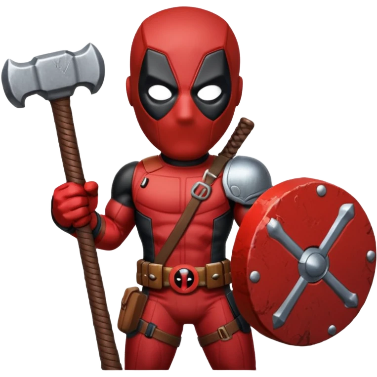 Deadpool holding thors hammer emoji