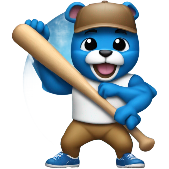 Blue Gopher swinging a baseball bat emoji