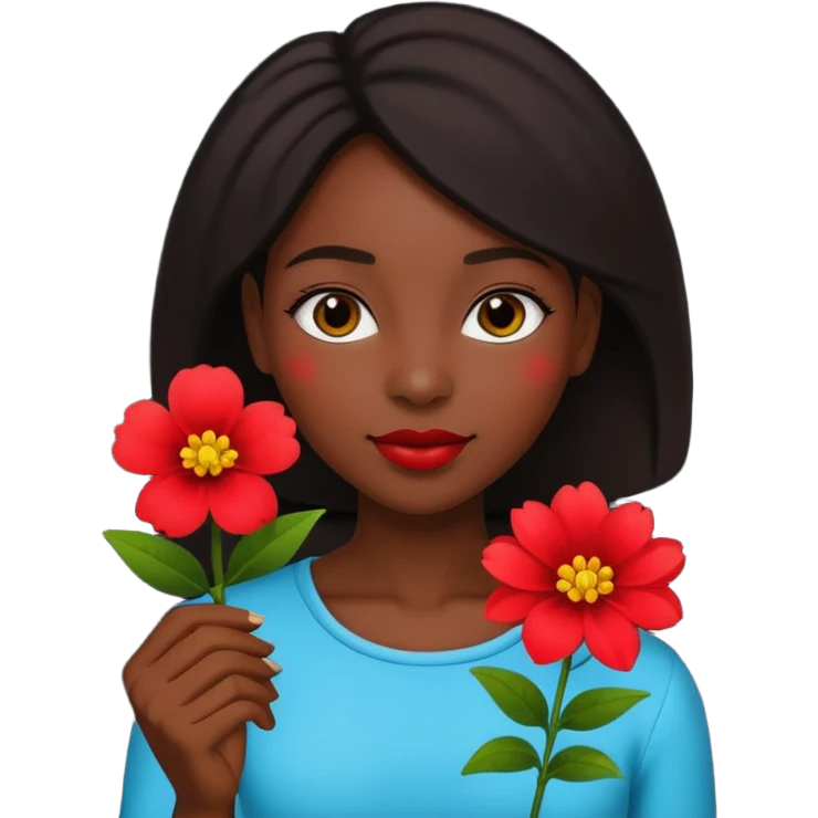 black woman holding flower emoji