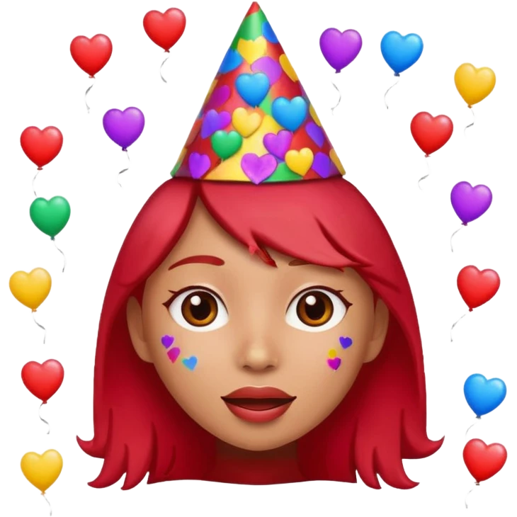 i want a  A festive heart face wearing a party hat and surrounded by confetti, it cant be a person it has to be a heart emoji