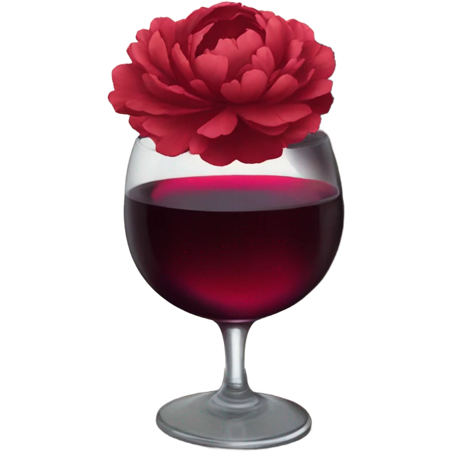 A crimson stack of books with deep red peonies and a glass of red wine emoji