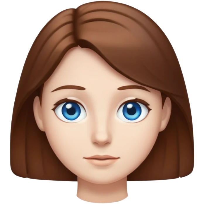 Brown hair person with blue eyes emoji