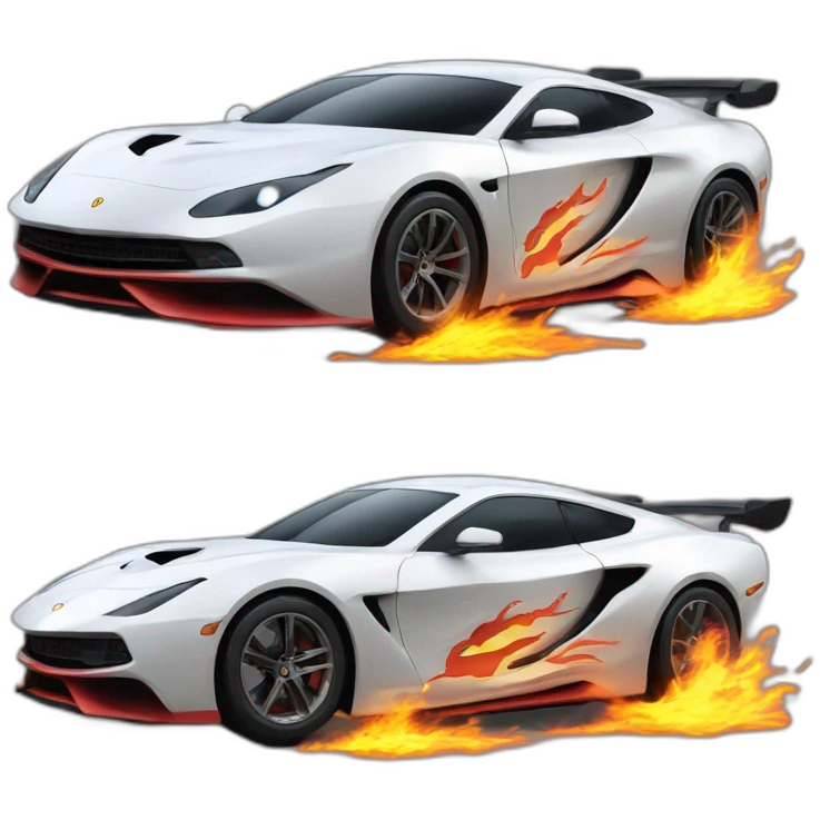 super mega fast ultra car with flames faster than lightning emoji