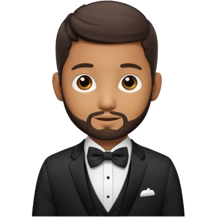 Usher with dark brown hair and short beard, black suit with bow tie emoji