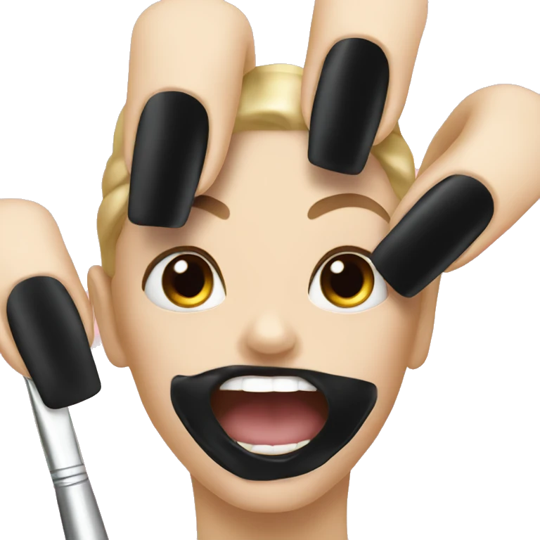 Black nails with brush emoji