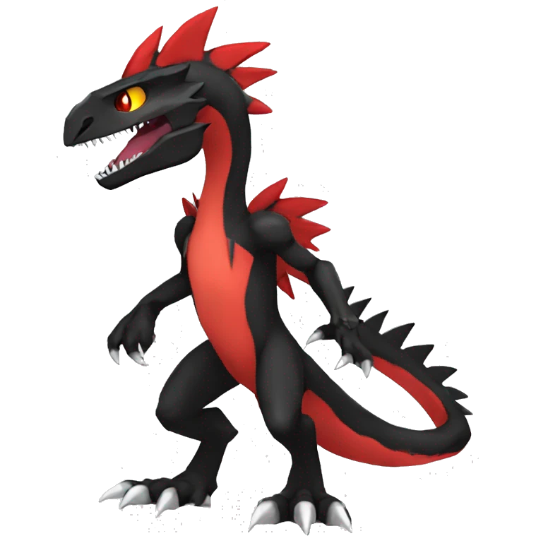  Cool Edgy Black Red Digimon-Fakemon-Guilmon-Velociraptor-Dragon full body emoji