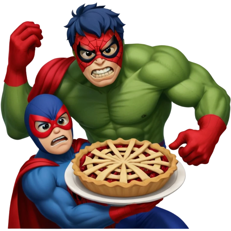 Homem aranha levando torta na cara de Hulk emoji