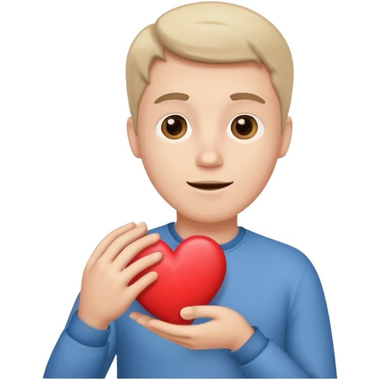 White guy holding heart that says I love you emoji