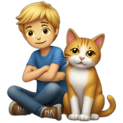 Boy sat on cat emoji