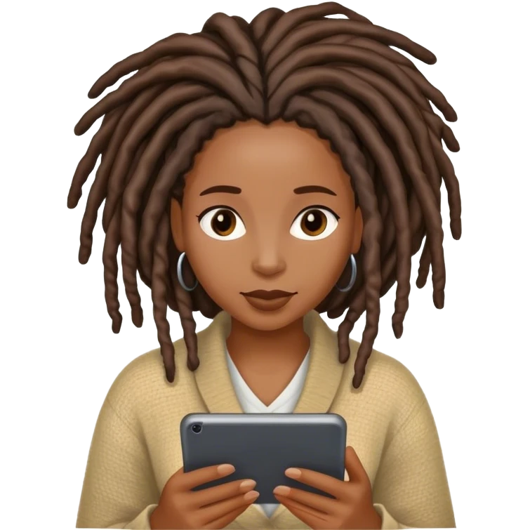 Black woman with locs reading a message  emoji