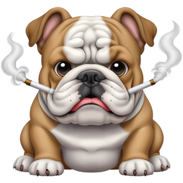 Bulldog with smoking coming out of its ears emoji