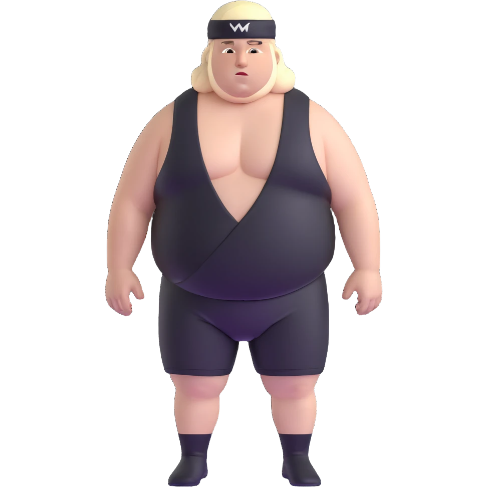 White skin fat guy with black durag in wrestling singlet emoji