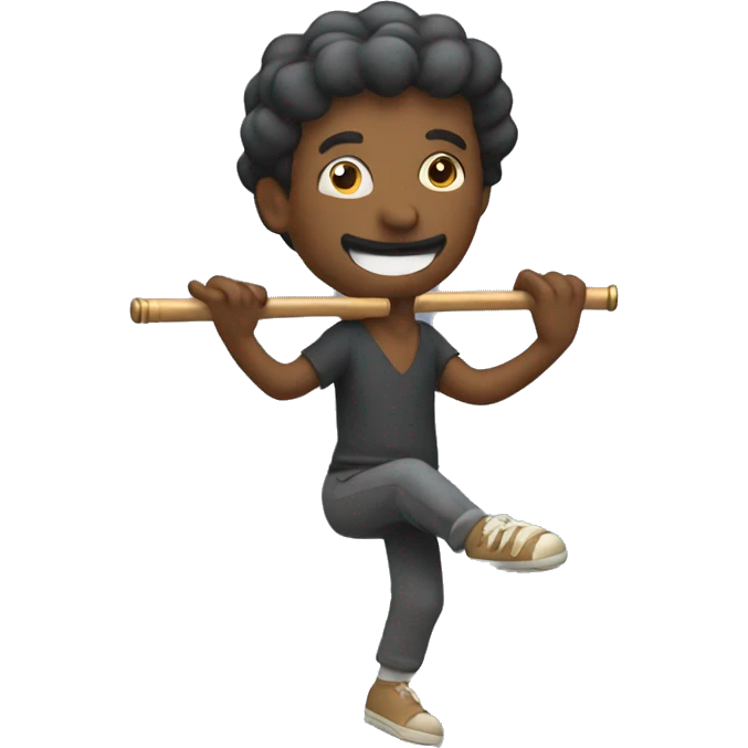Man with flute twirling on pole emoji