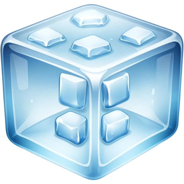 Simple emoji of a clear ice cube with light reflections and soft edges. emoji