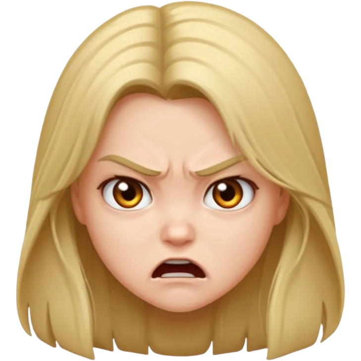 Cute girl face and have a long hair and angry but cutr emoji