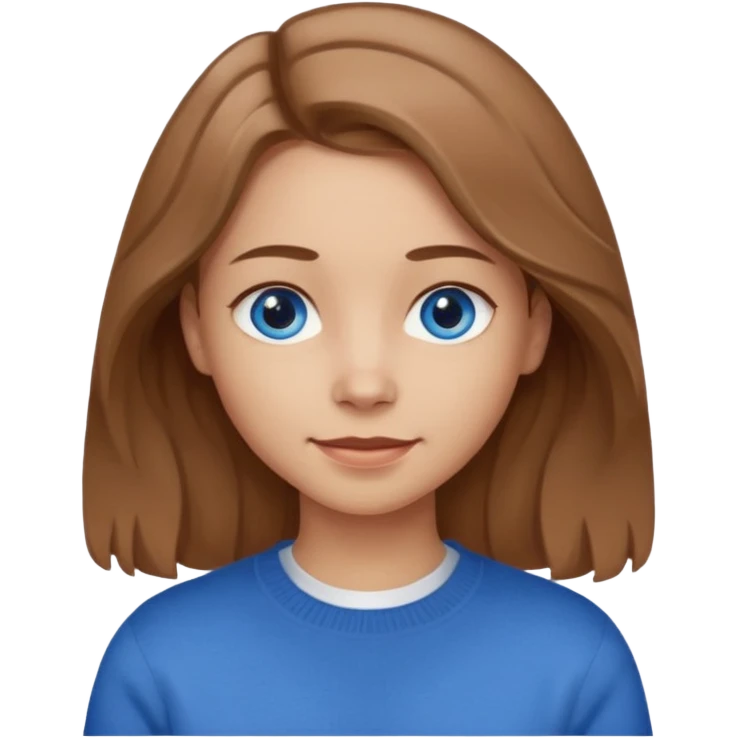 ЗГЕНЕРУЙ ОБЛИЧЧЯ ДІВЧИНИ З СВІТЛИМ, ТРОХИ ХВИЛЯСТИМ ВОЛОССЯМ, ОДЯГНЕНУ В ШОКОЛАДНИЙ СВІТШОТ, ПІД НИЗОМ ВИДНО  БІЛУ ФУТБОЛКУ. В НЕЇ ГОЛУБІ ОЧІ ТА ДОВГЕ ВОЛОССЯ, ВОНА УСМІХНЕНА emoji