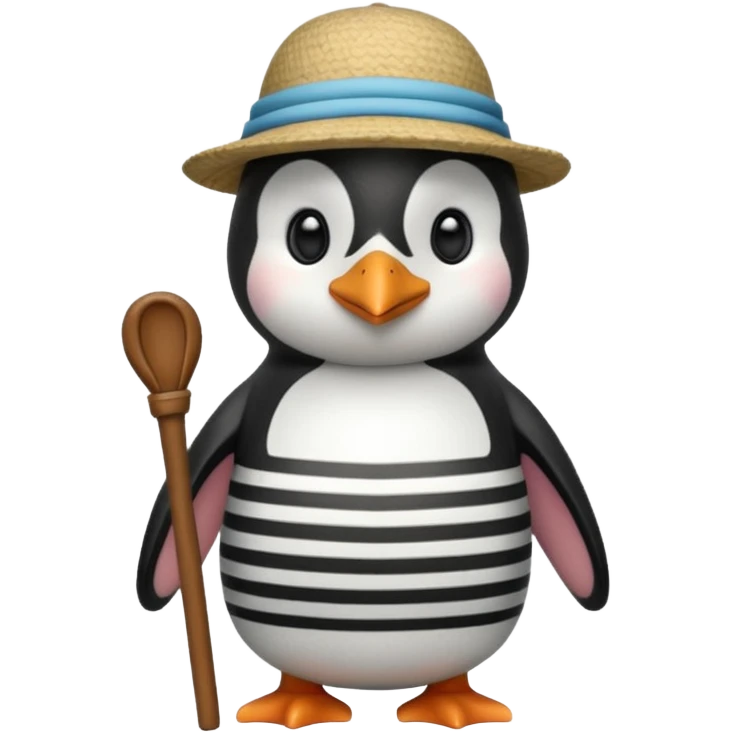 penguin wearing gondolier striped shirt and hat emoji