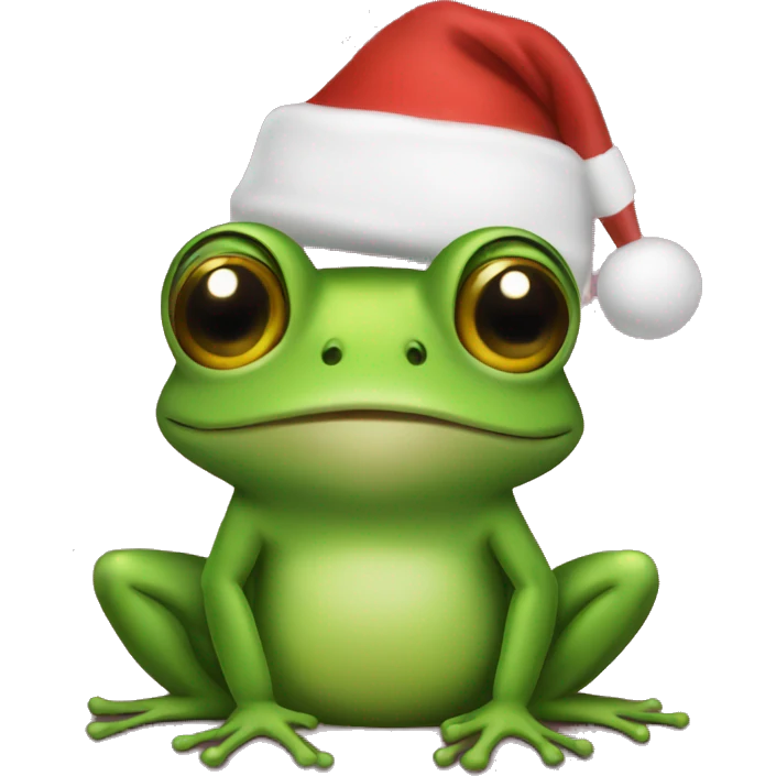 Frog in a Christmas hat emoji