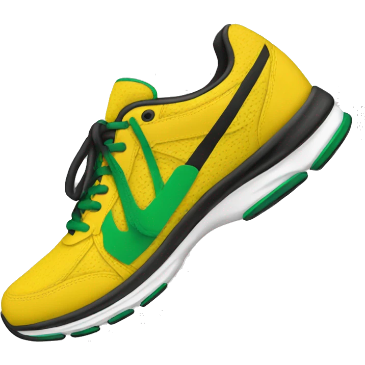 Yellow running shoes and green bottom and black strings emoji