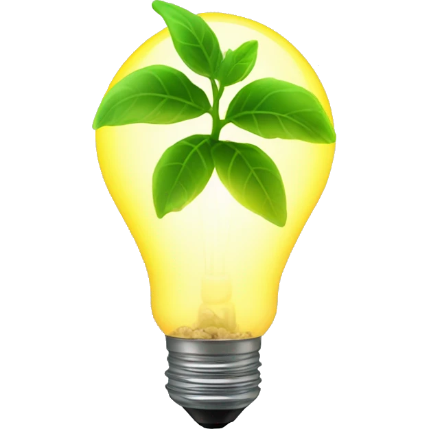 a plant sprout inside a glowing idea lightbulb emoji