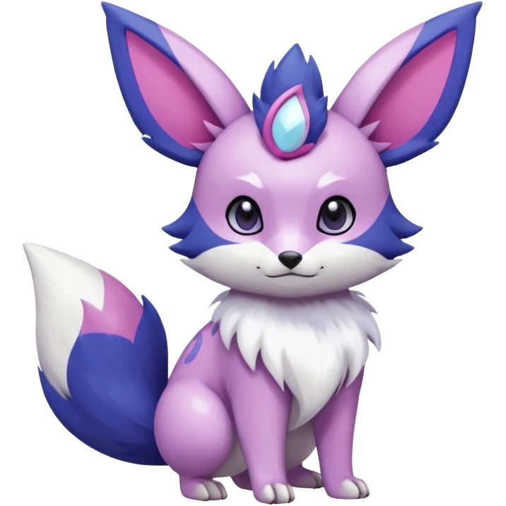 Shiny White with pastel Violet and Indigo and pink markings Eevee-Liepard-Zangoose-Pokémon-Digimon-Fakémon-fusion-hybrid-creature emoji