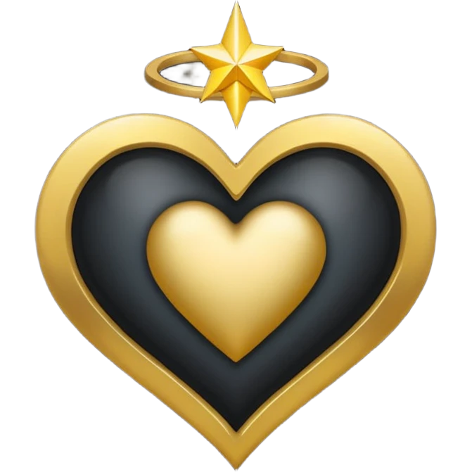 heart with a dark star and halo emoji