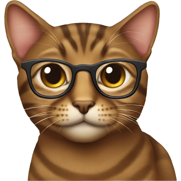 Brown Tabby cat with eyeglasses on emoji