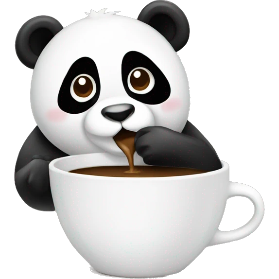 Panda diring coffee  emoji