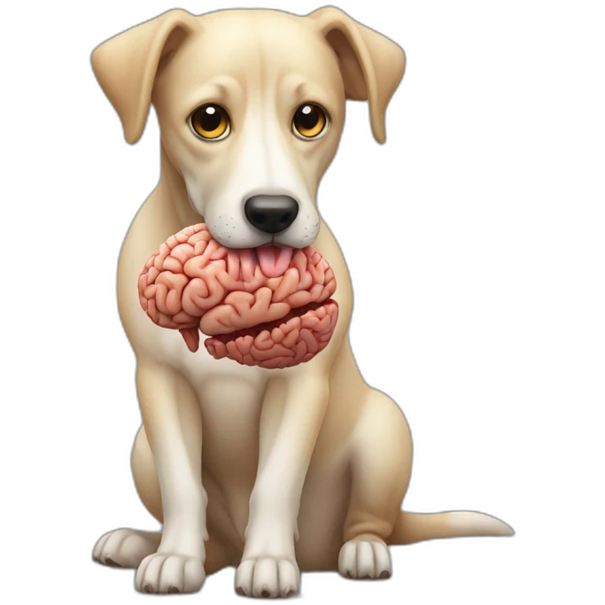 dog eating a brain emoji