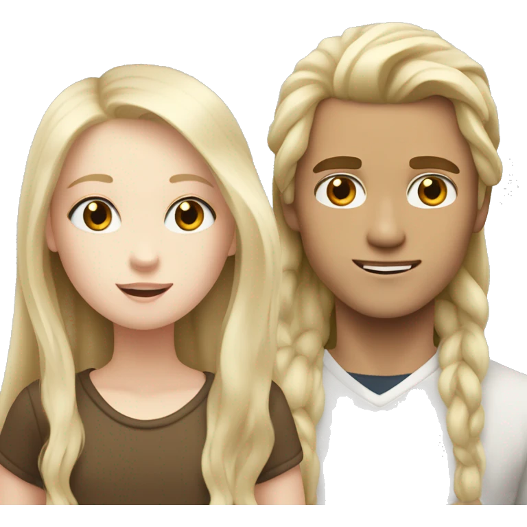A boy with brown long hair that is pale and a white pale blonde haired girl  emoji