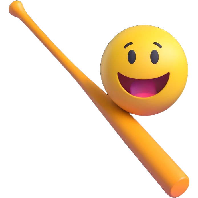 3D emoji style baseball bat with a ball emoji