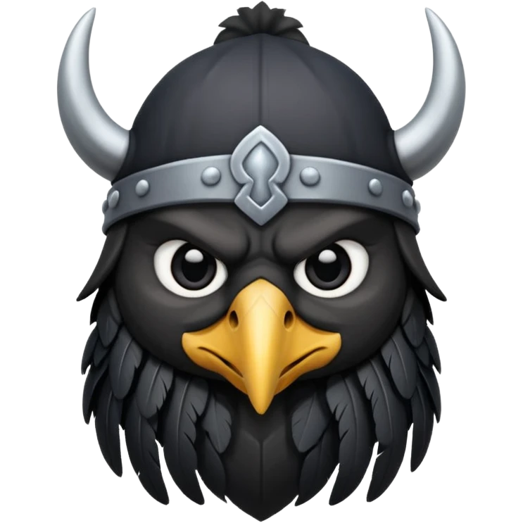 a cartoon Viking raven with horned cap emoji