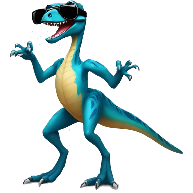 dancing velociraptor with sunglasses emoji