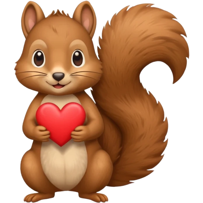 squirrel holding a heart, simple and expressive emoji style emoji