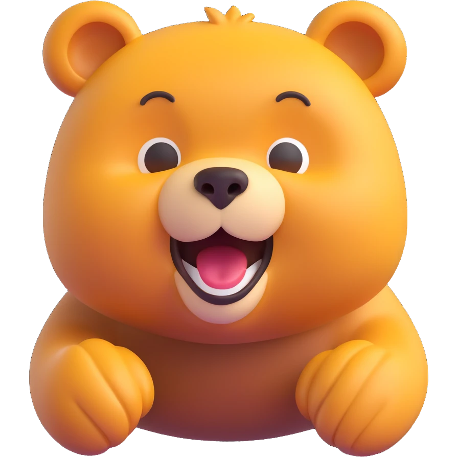 bear with an excited wow expression, 3D emoji style emoji