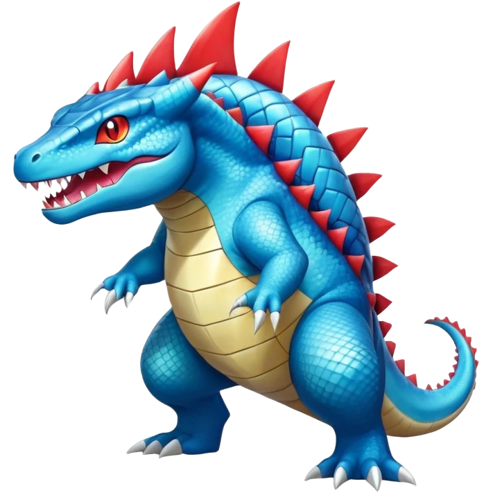 Shiny Exotic Colorful epic Gabite-Salamence-Koraidon-Feraligatr-Fakémon-hybrid-creature (full body)  emoji
