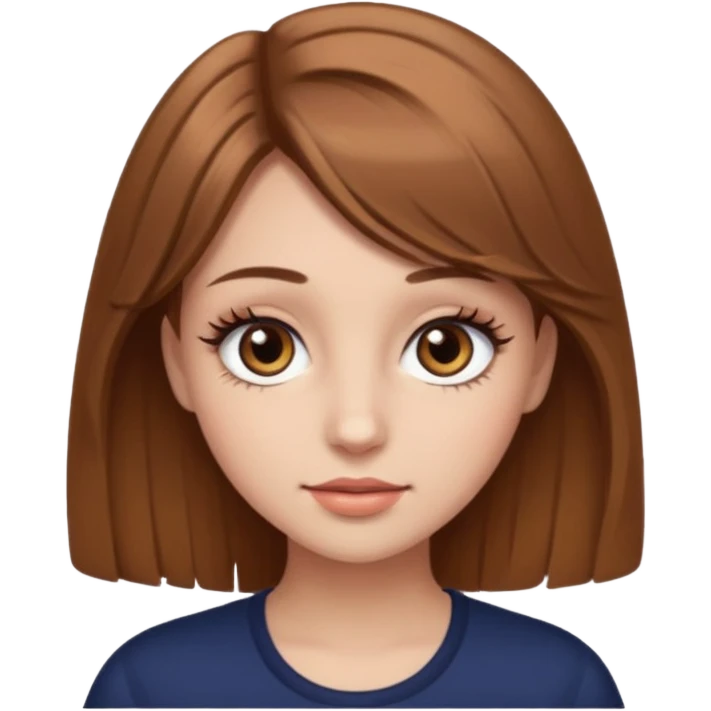  Light brown long hair girl with brown eyes with big eyelashes  emoji