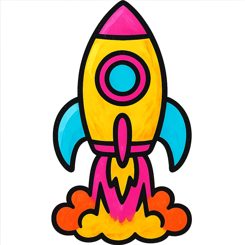 vibrant rocket ship blasting off emoji