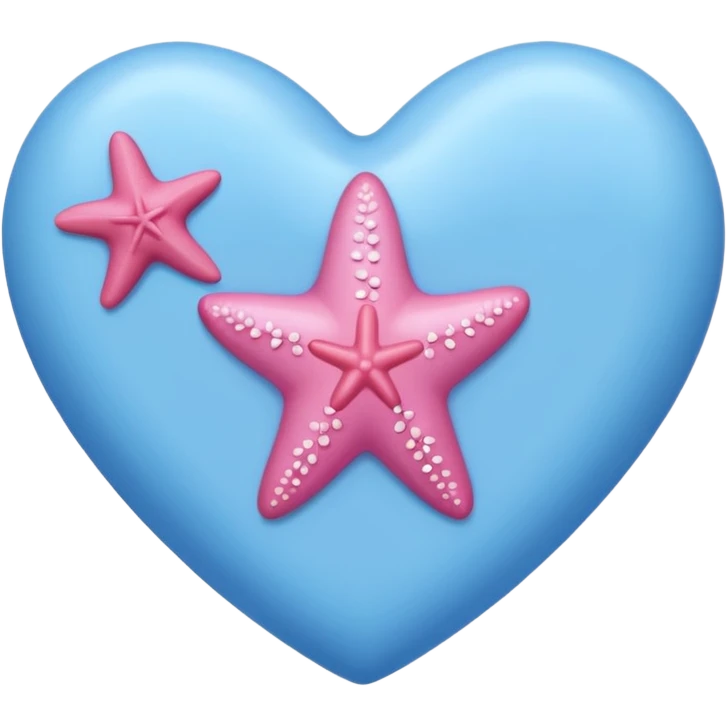 blue heart with a starfish inside, apple emoji style emoji