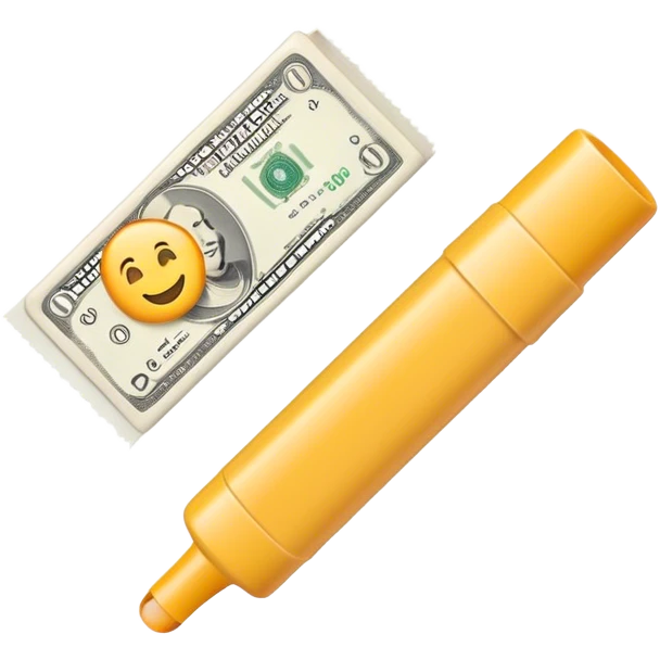 a smiling glue stick holding a banknote emoji