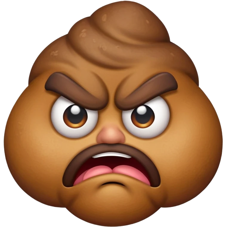 grumpy poop emoji with angry eyebrows emoji