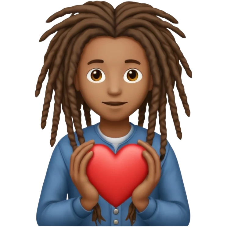 Holding heart out of chest brown skin person with dreads emoji