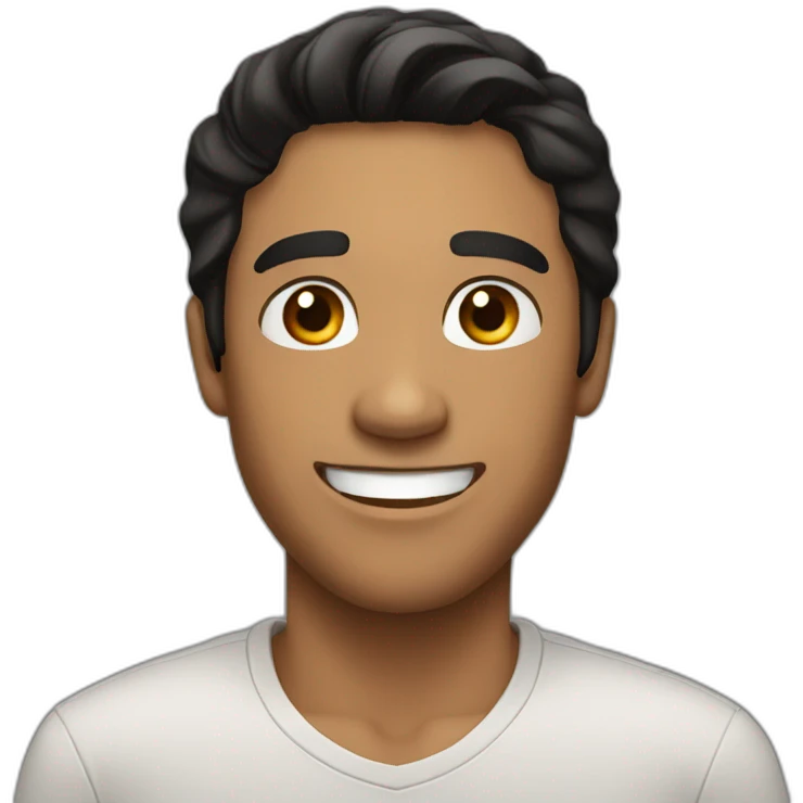 A brown smiling handsome man with black hair emoji
