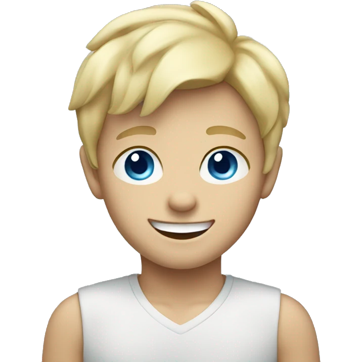 smiling blonde boy with blue eyes emoji